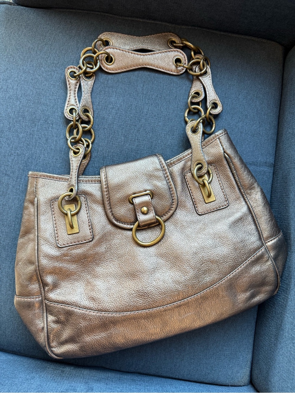 Wilsons Leather Metallic Bronze Chain-Handle Shoulder Bag